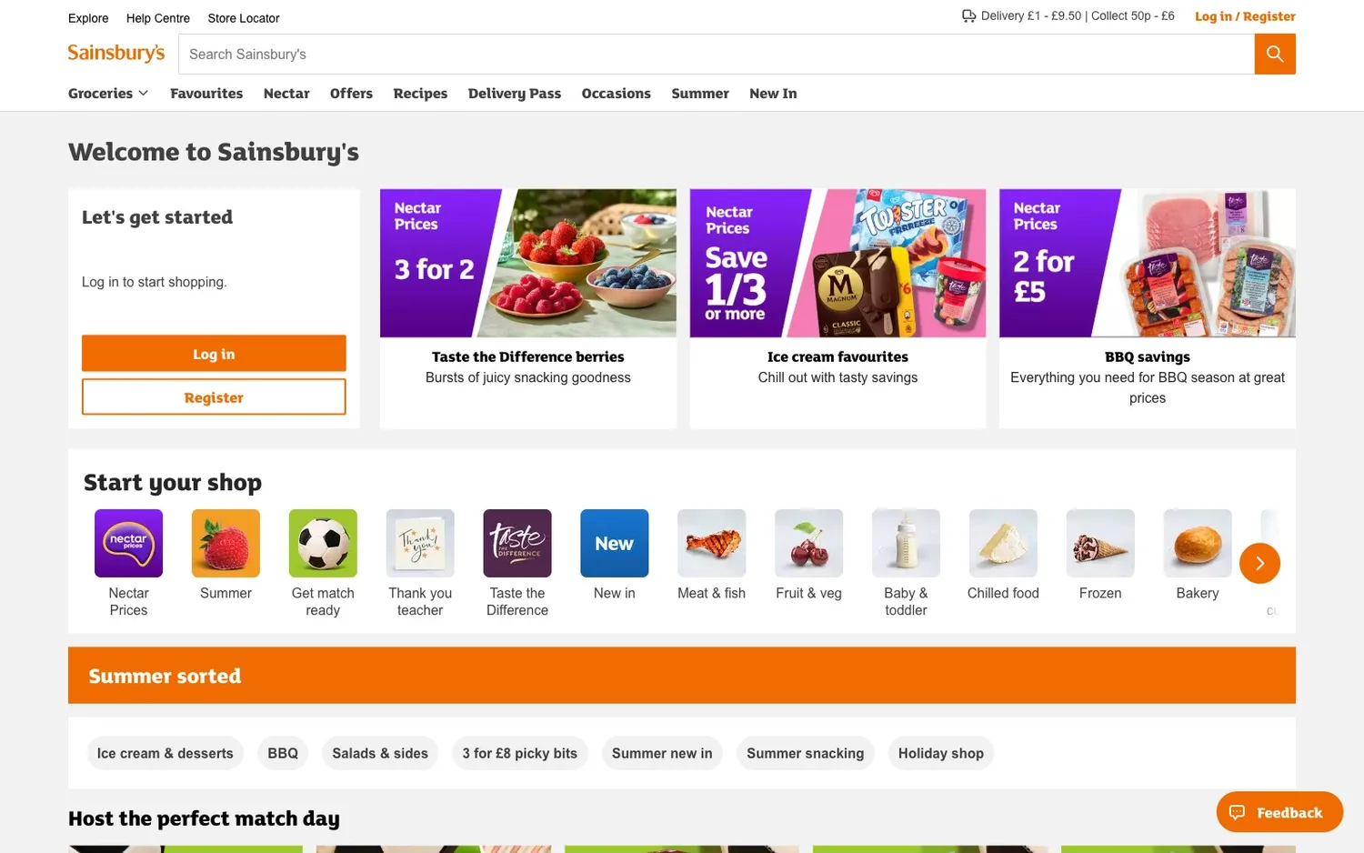 Sainsbury's online groceries storefront